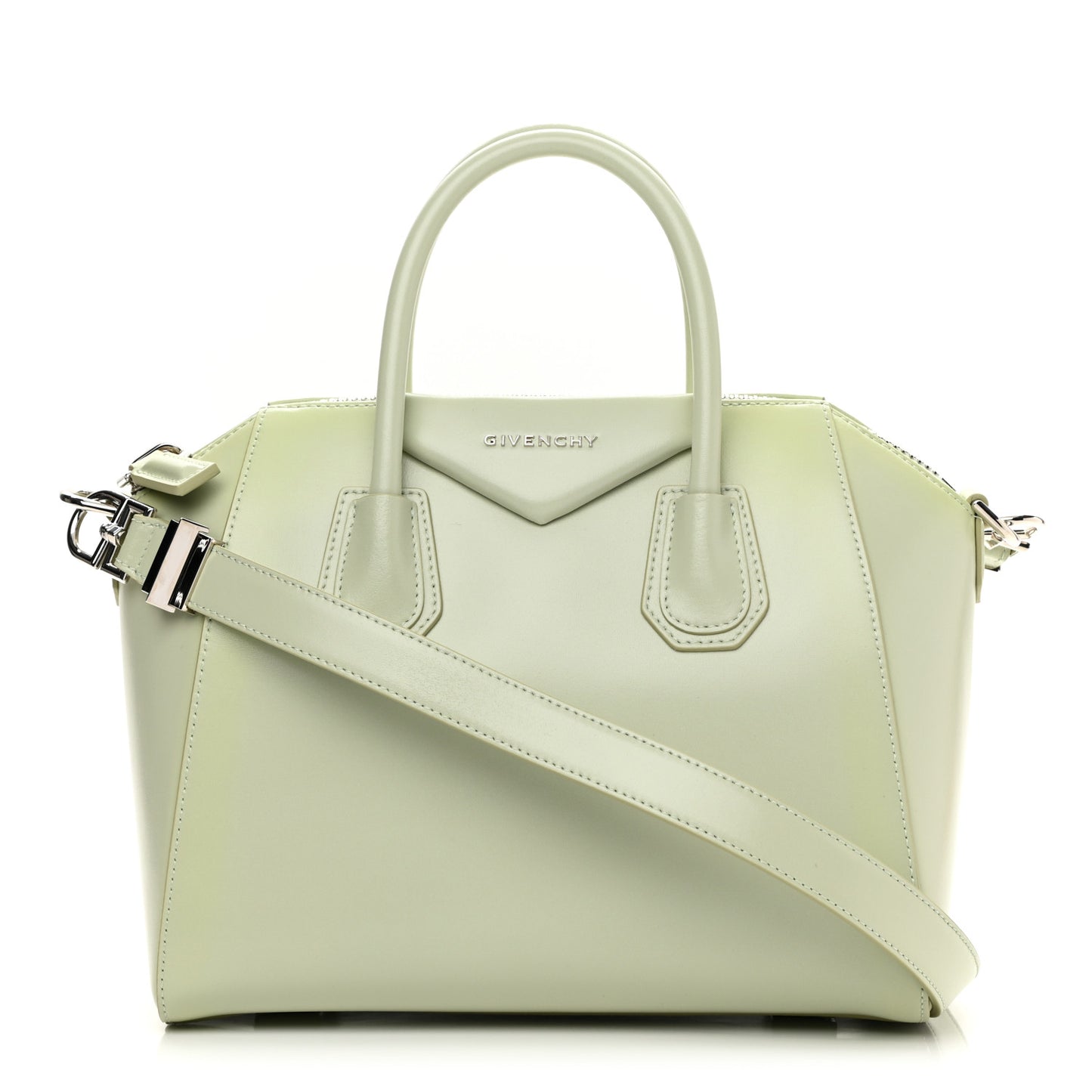 Shiny Lord Calfskin Small Antigona Aqua Green