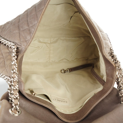 Chanel Washed Lambskin Quilted Chain Around Maxi Flap Taupe 5 of 7