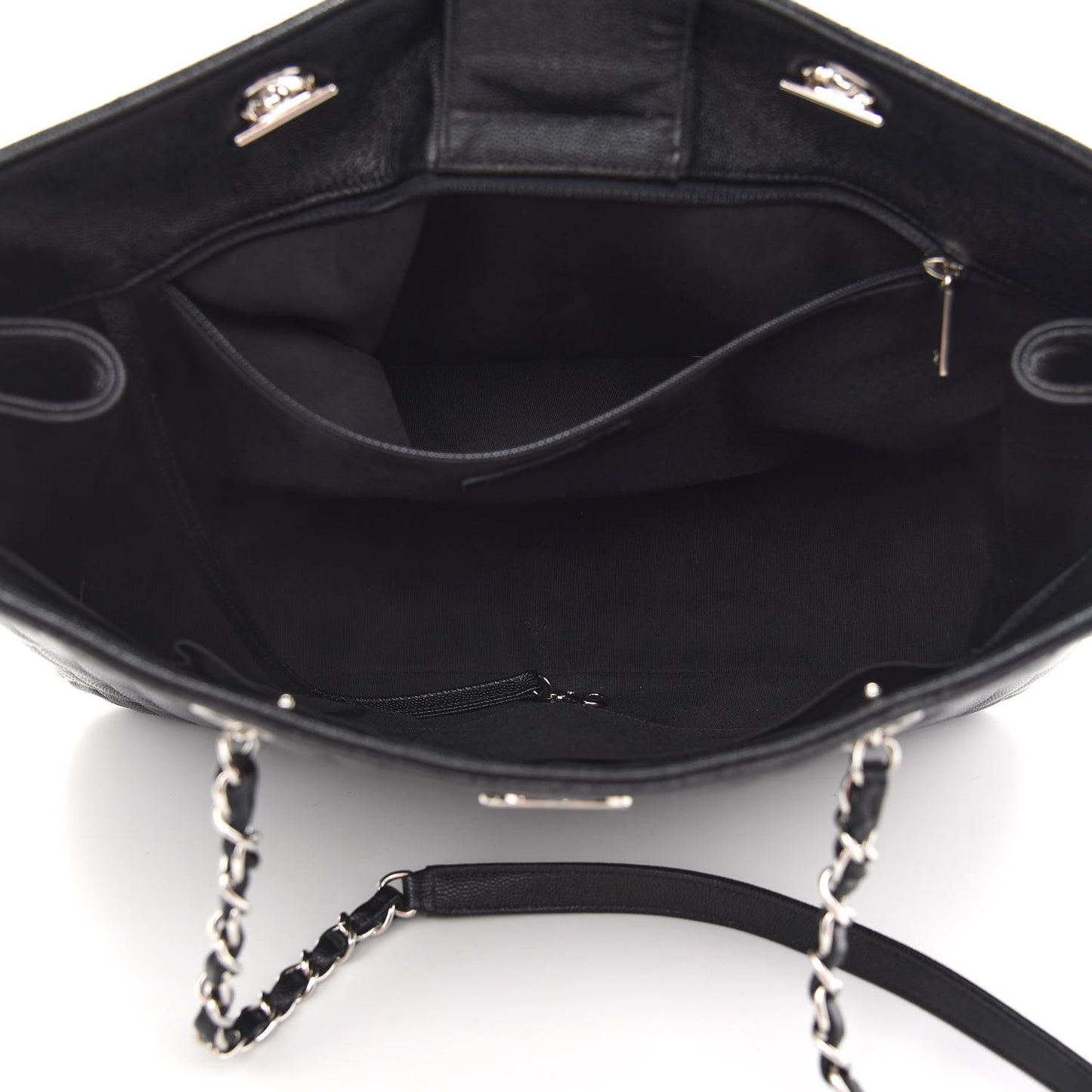 Caviar Quilted Large Shopping Tote Black
