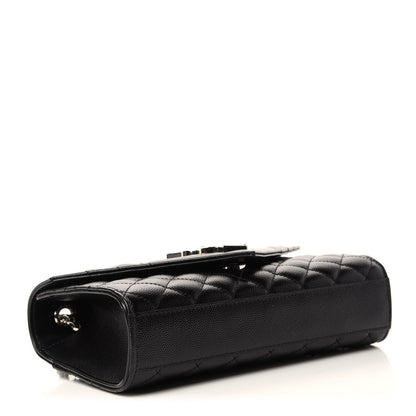 Saint Laurent Grain De Poudre Textured Mixed Matelasse Triquilt Small Monogram Satchel Black 4 of 10