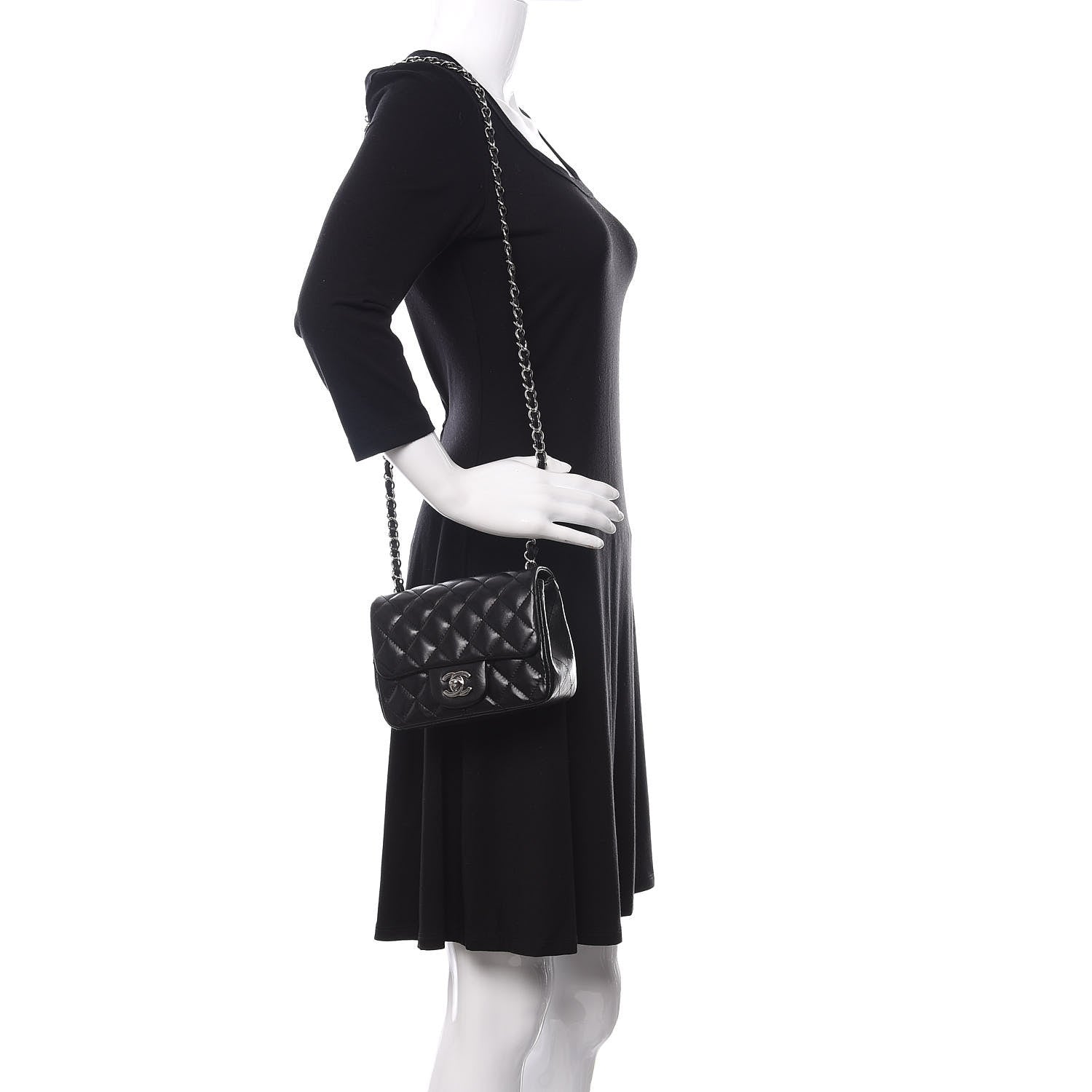 Chanel Lambskin Quilted Mini Square Flap Black 2 of 13