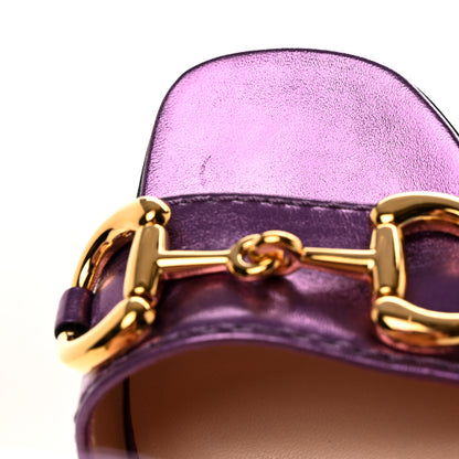 Gucci Metallic Nappa Horsebit Cross Strap 95mm Sandals 38.5 Violet 16 of 19
