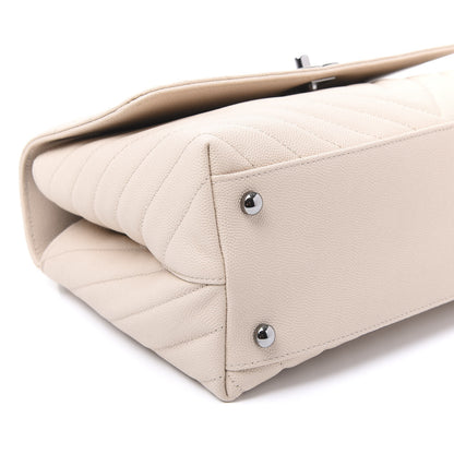 Chanel Caviar Chevron Quilted Small Coco Handle Flap Light Beige 5 of 10