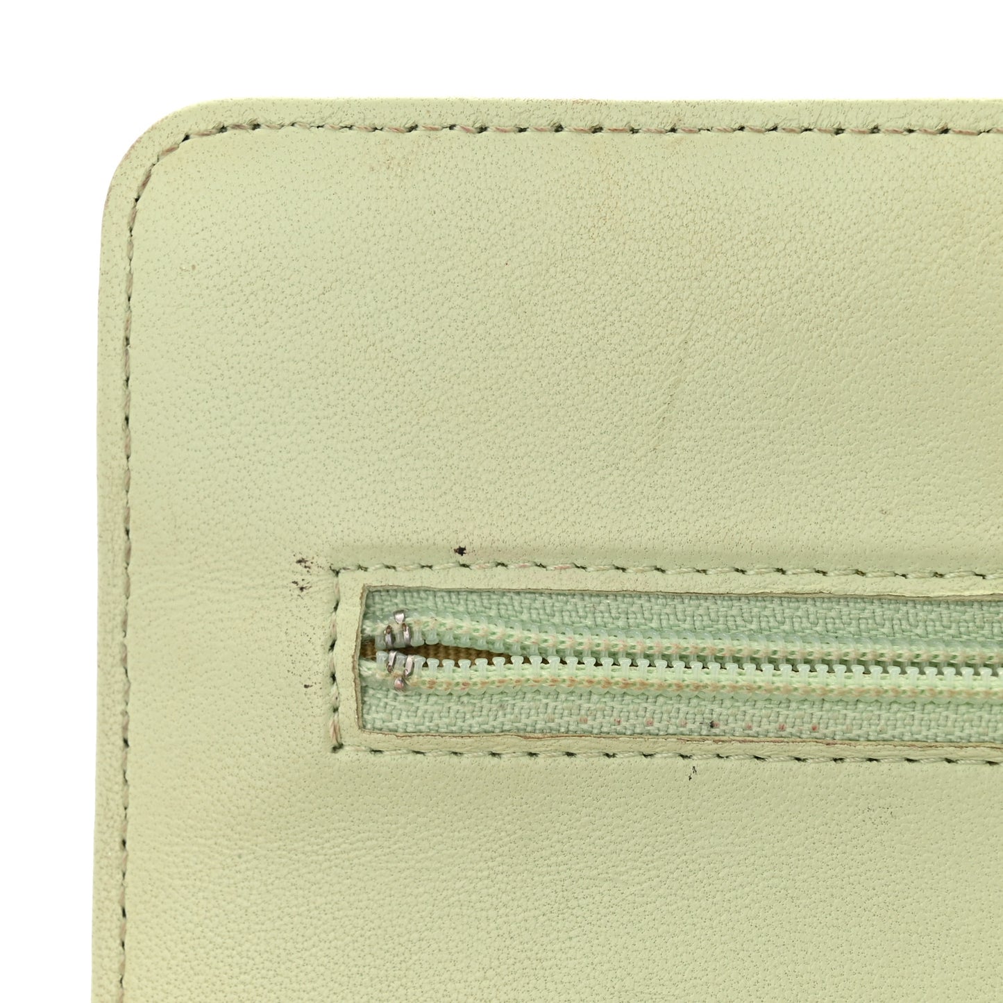 Lambskin Quilted CC Pearl Crush Wallet on Chain WOC Light Green