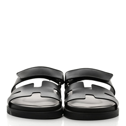 Hermes Calfskin Womens Chypre Sandals 35 Black 2 of 9