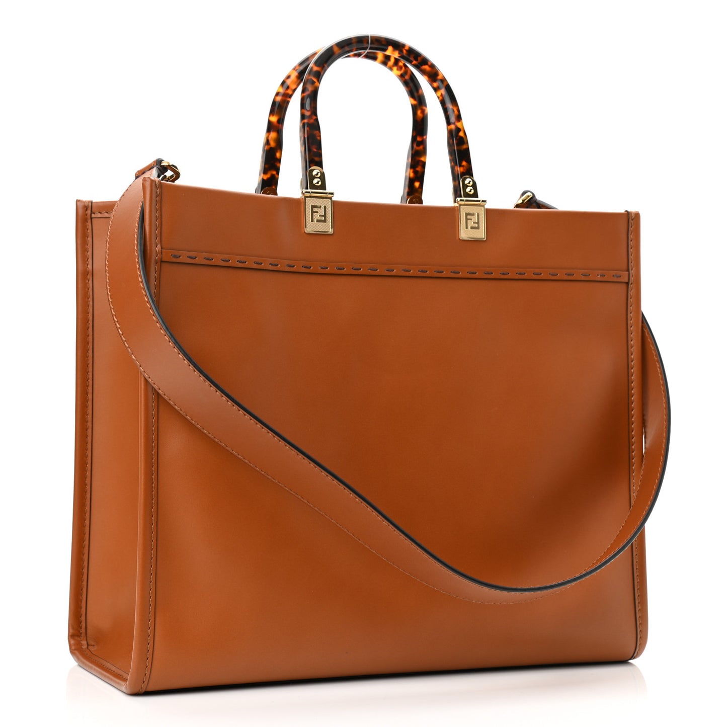 Vitello King Plexiglass Medium Fendi Sunshine Shopper Tote Cuoio