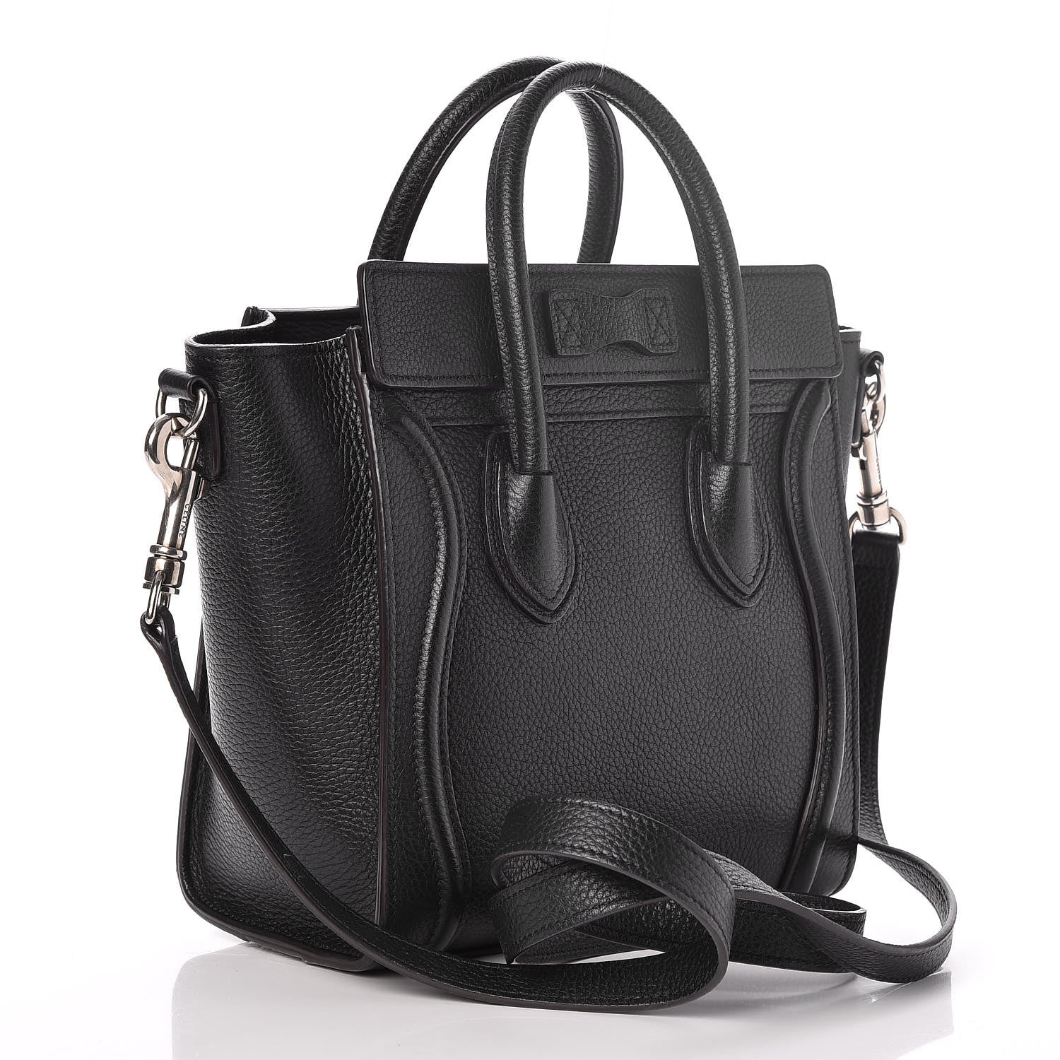 Celine Drummed Calfskin Nano Luggage Black 3 of 6