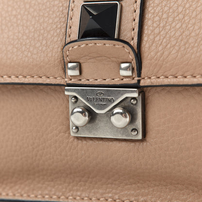 Valentino Garavani Pebbled Calfskin Small Glam Lock Rockstud Flap Soft Noisette 10 of 10