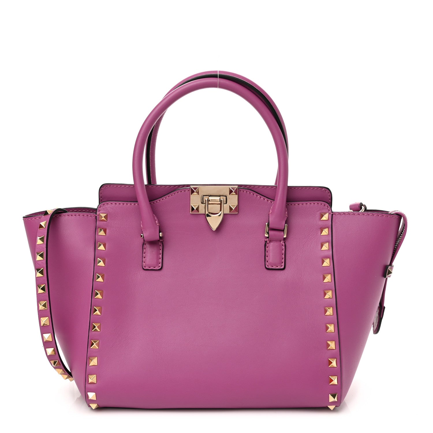 Valentino Garavani Vitello Small Rockstud Double Handle Tote Purple Violet 1 of 9