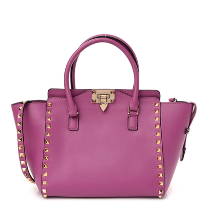 Valentino Garavani Vitello Small Rockstud Double Handle Tote Purple Violet 1 of 9