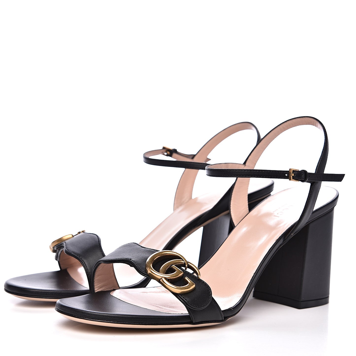 Lifford Calfskin GG Marmont Ankle Wrap 75mm Sandals 41 Black