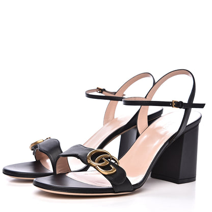 Gucci Lifford Calfskin GG Marmont Ankle Wrap 75mm Sandals 41 Black 3 of 8