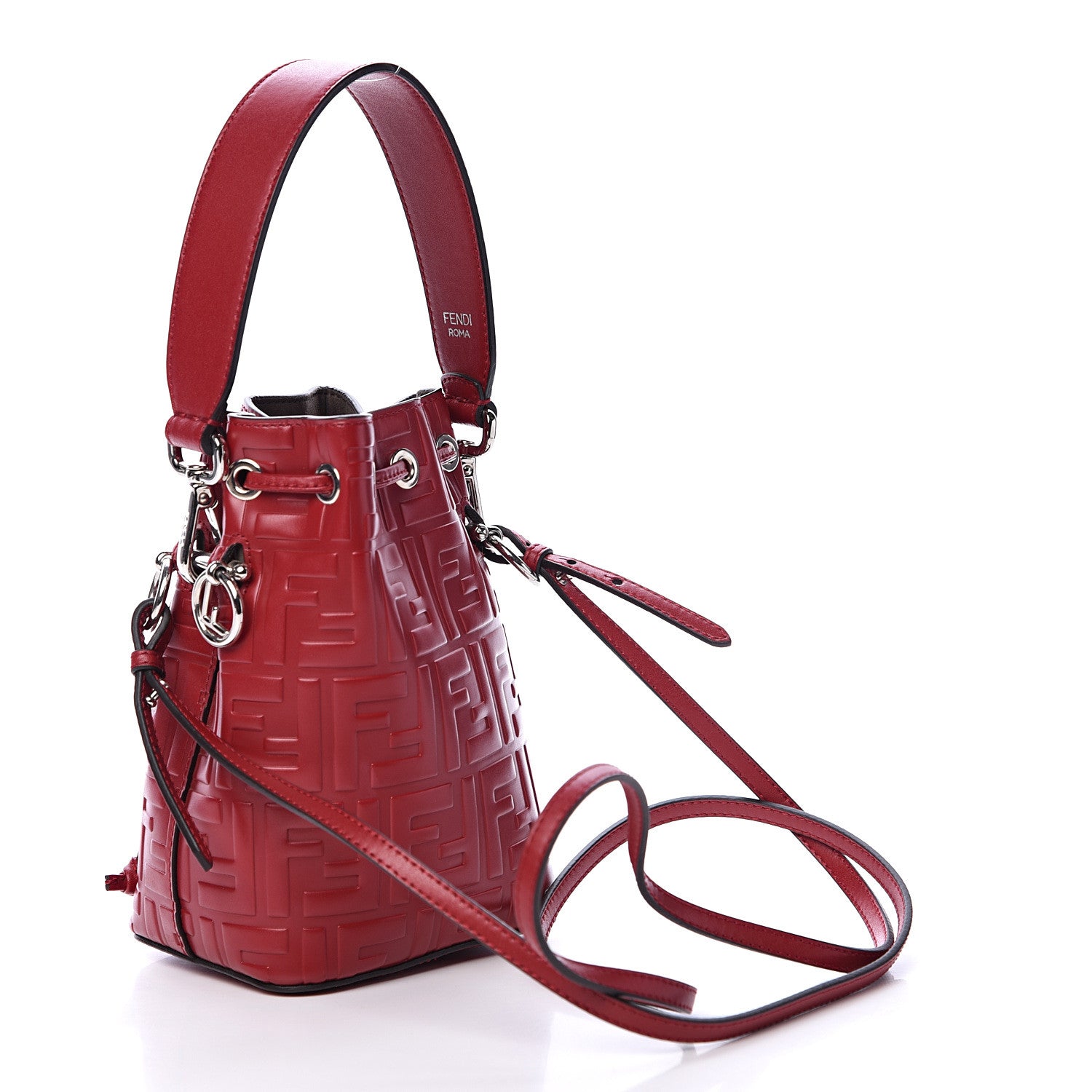 Fendi Vitello Liberty F is Fendi FF 1974 Embossed Mini Mon Tresor Bucket Bag Fragola 2 of 12