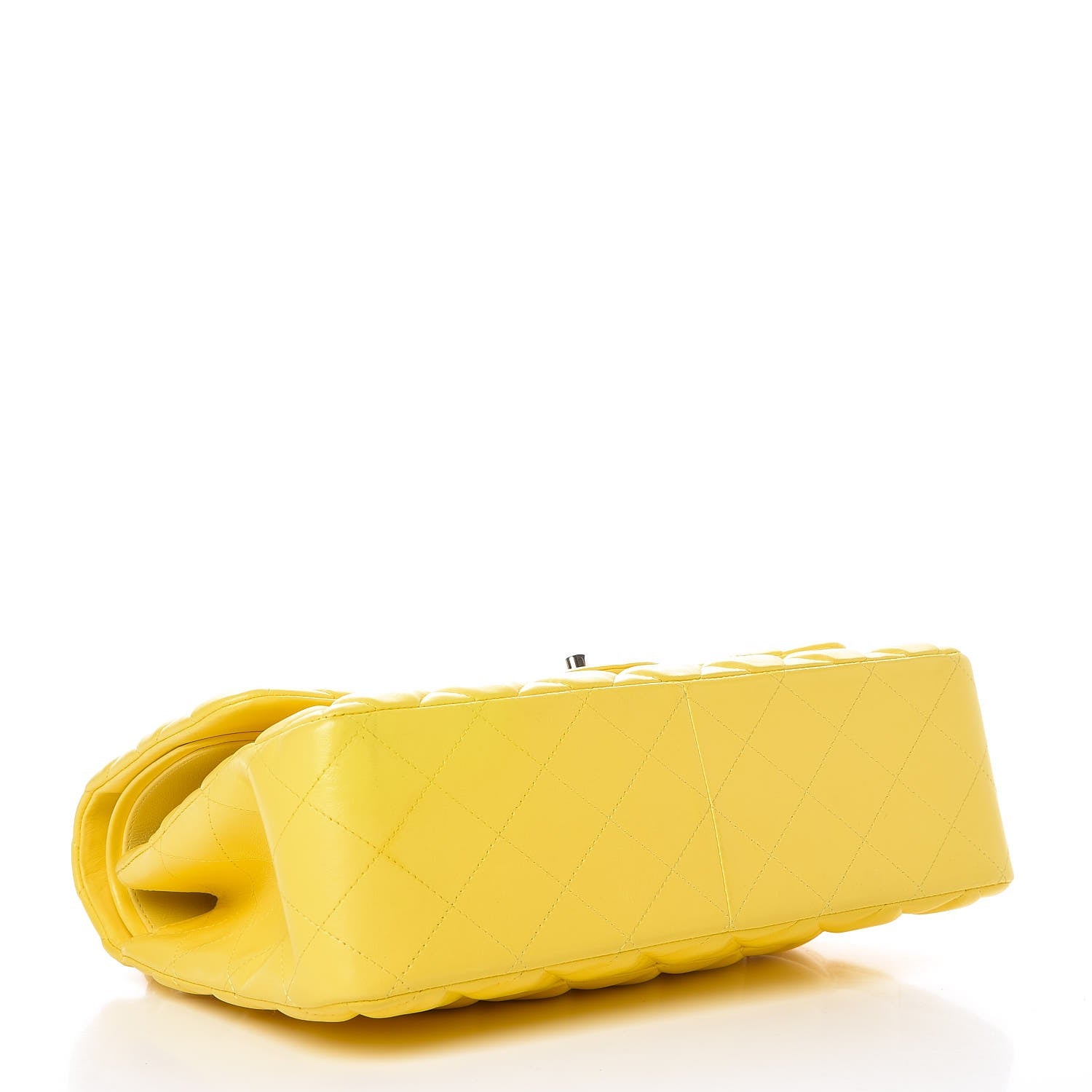 Chanel Lambskin Quilted Jumbo Double Flap Yellow 5 of 9