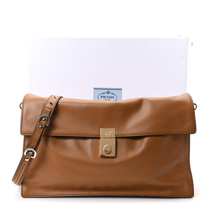 Prada Calfskin Large Soft Sound Shoulder Bag Camel 11 of 11