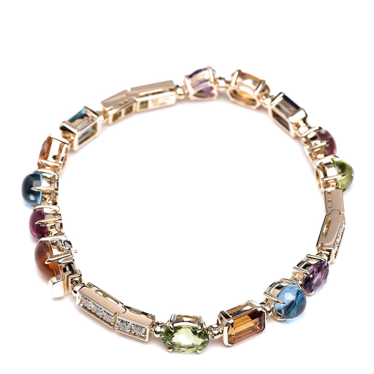18K Yellow Gold Peridot Citrine Topaz Amethyst Tourmaline Iolite Allegra Bracelet