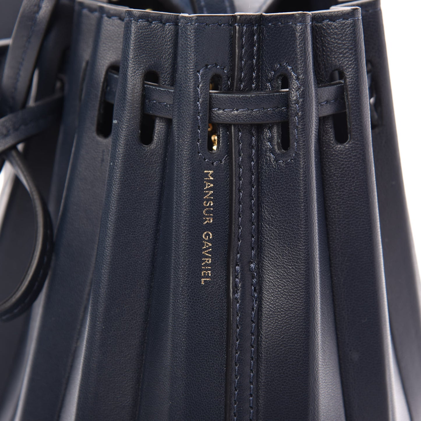 Vegetable Tanned Calfskin Pleated Mini Bucket Bag Blu
