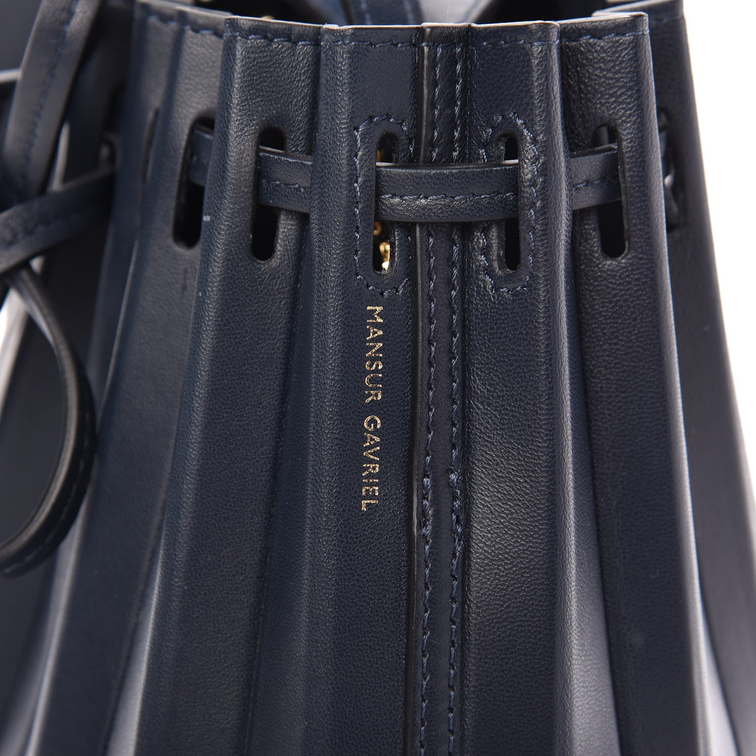Mansur Gavriel Vegetable Tanned Calfskin Pleated Mini Bucket Bag Blu 8 of 8