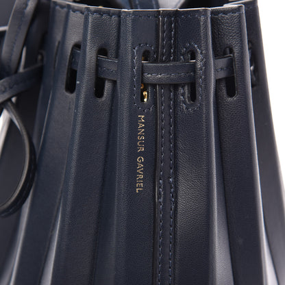 Mansur Gavriel Vegetable Tanned Calfskin Pleated Mini Bucket Bag Blu 8 of 8