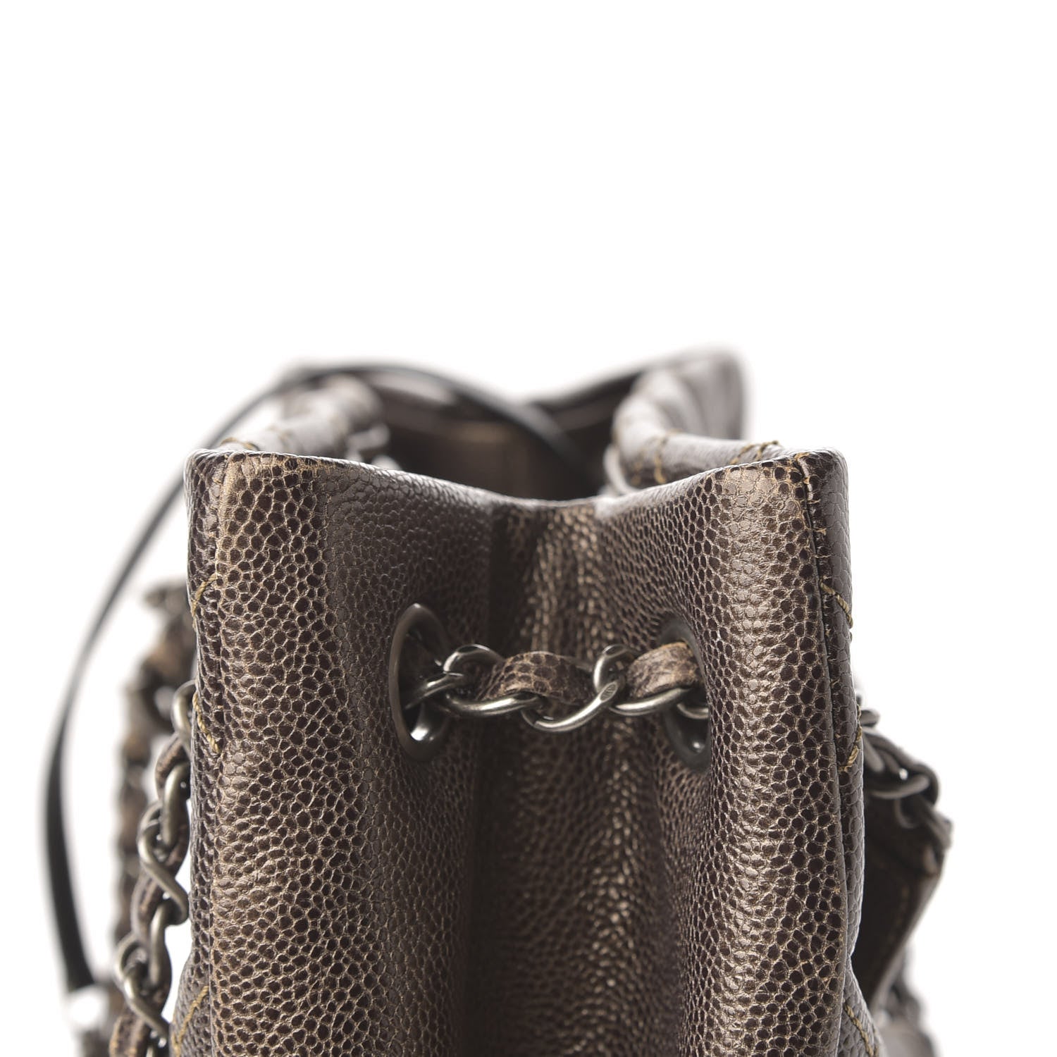 Chanel Iridescent Caviar Quilted Tall Chic Shopping Tote Dark Gold 11 of 15