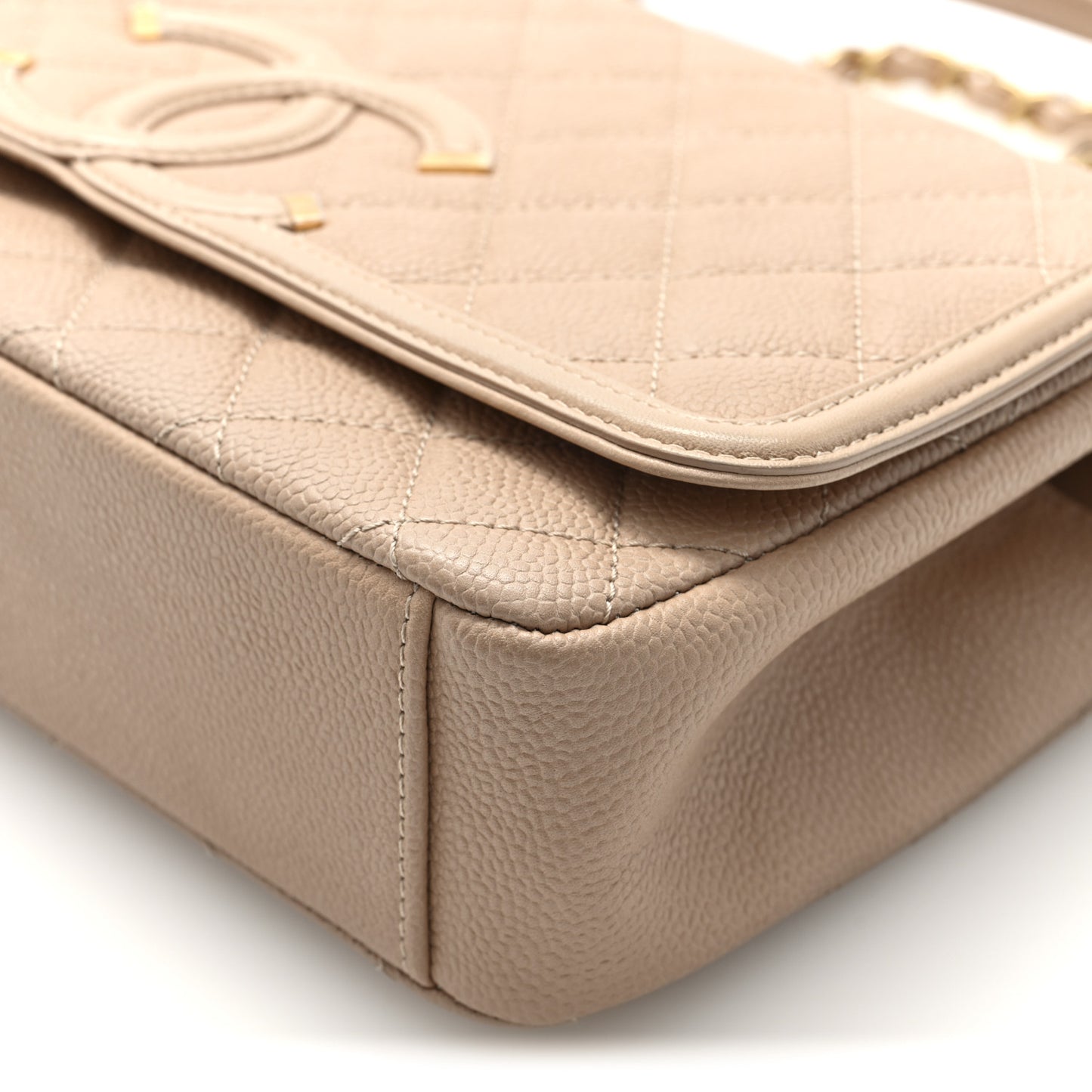 Caviar Quilted Medium CC Filigree Flap Beige