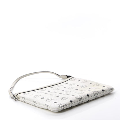 MCM Visetos Liz Shopper Tote Pouch White 4 of 10