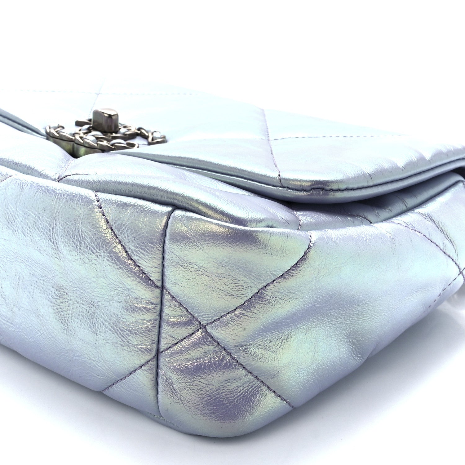 Chanel Iridescent Calfskin Quilted Medium Chanel 19 Flap Light Purple Blue 11 of 12