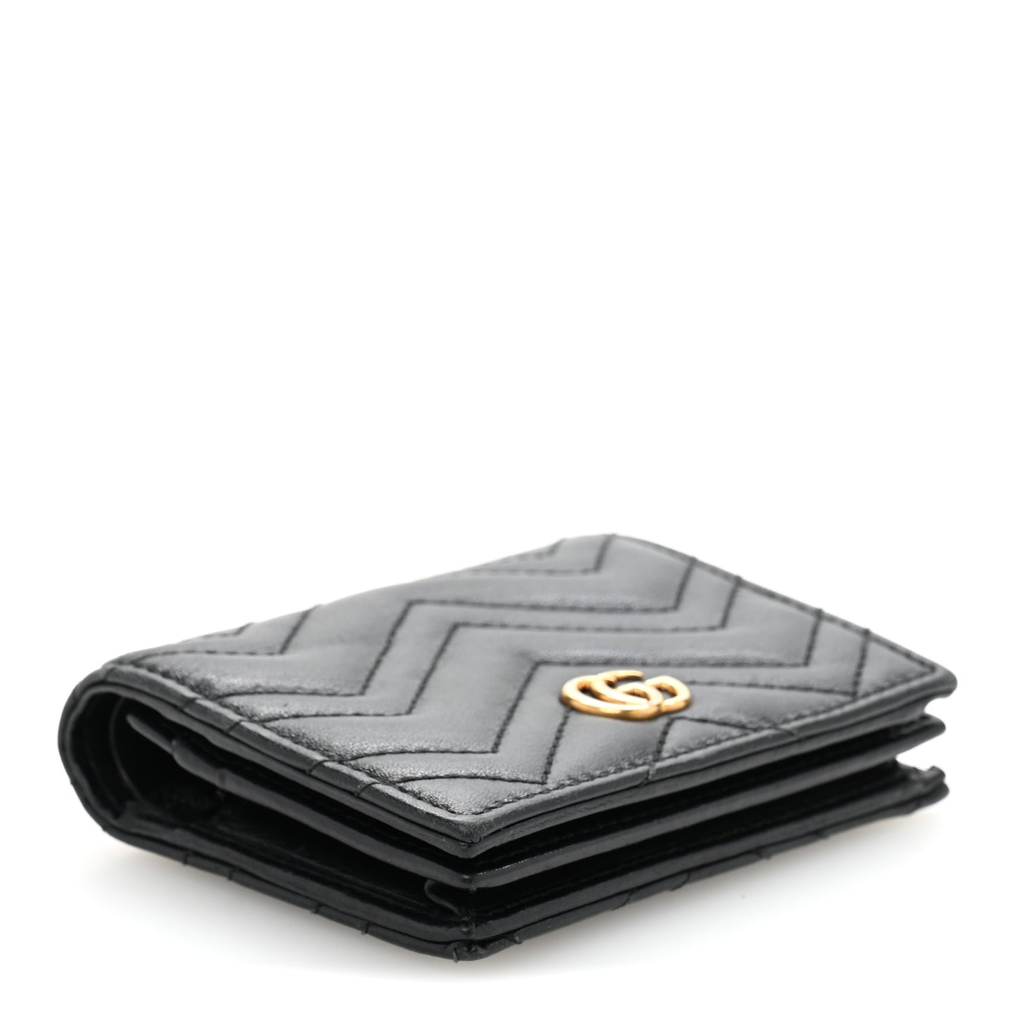 Calfskin Matelasse GG Marmont Card Case Wallet Black
