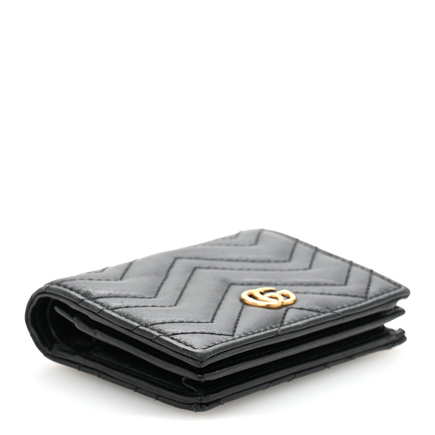 Gucci Calfskin Matelasse GG Marmont Card Case Wallet Black 4 of 11