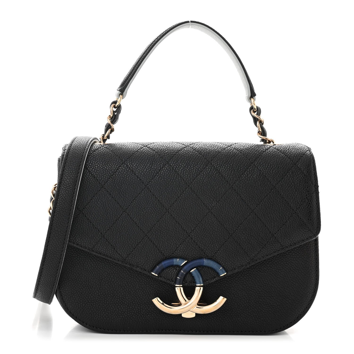 Chanel Grained Calfskin Quilted Small Cuba Top Handle Flap Black 1 of 11