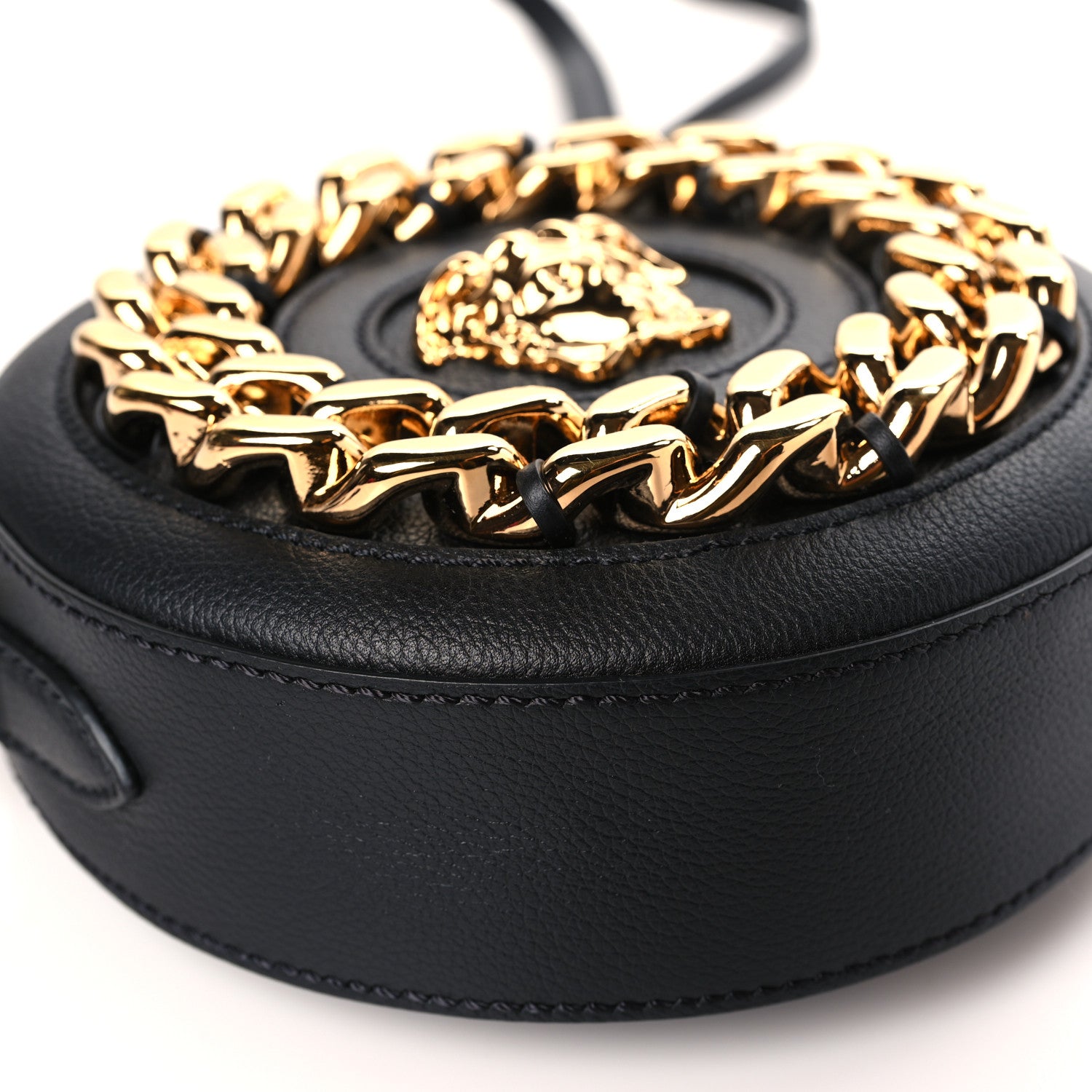 Versace Grained Calfskin Mini La Medusa Disco Round Crossbody Bag Black 7 of 8