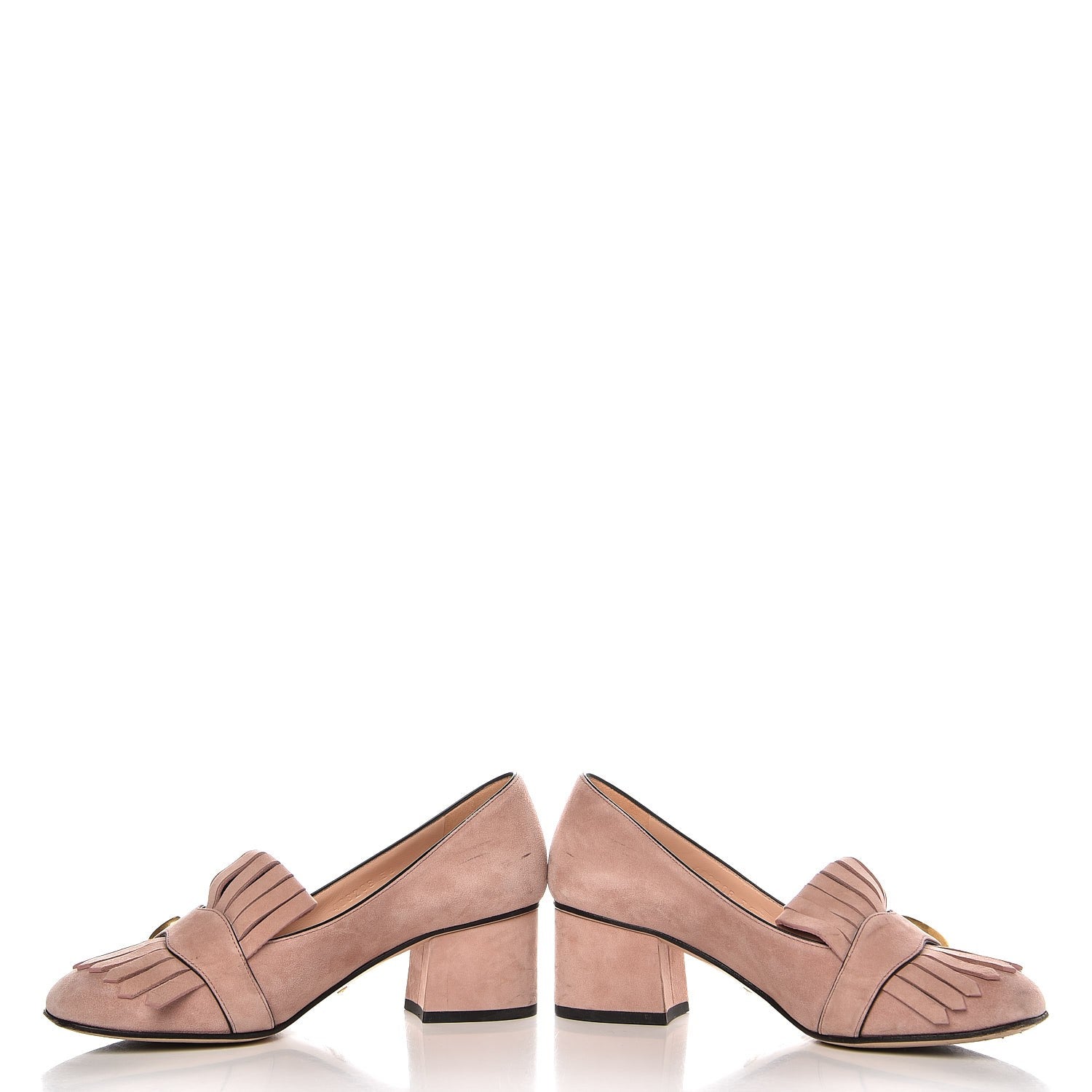 Gucci Suede GG Marmont Fringe Loafer Pumps 36 Blush 5 of 11
