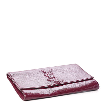 Saint Laurent Textured Patent Calfskin Large Belle De Jour Clutch Berry 3 of 7