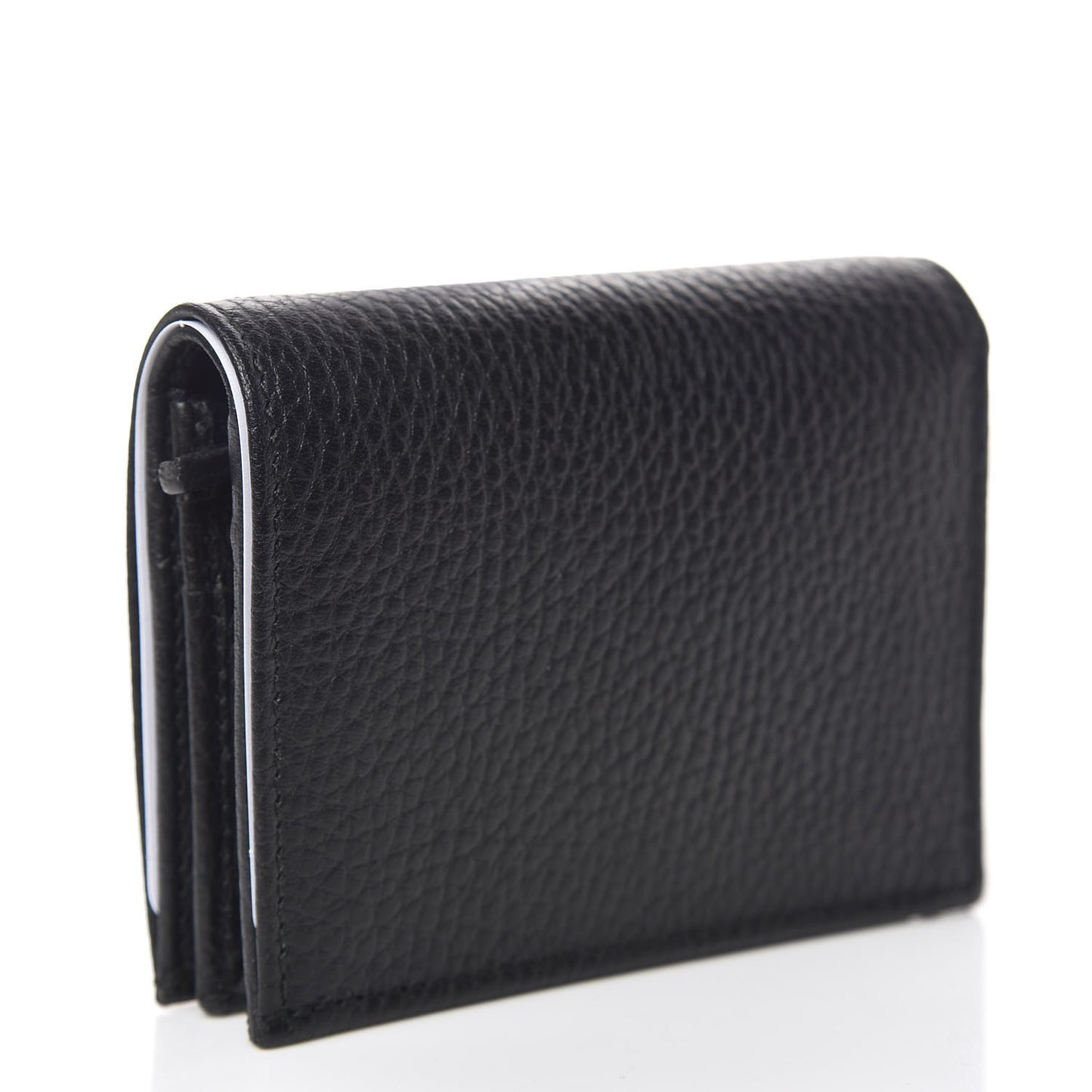 Pebbled Calfskin GG Marmont Card Case Black