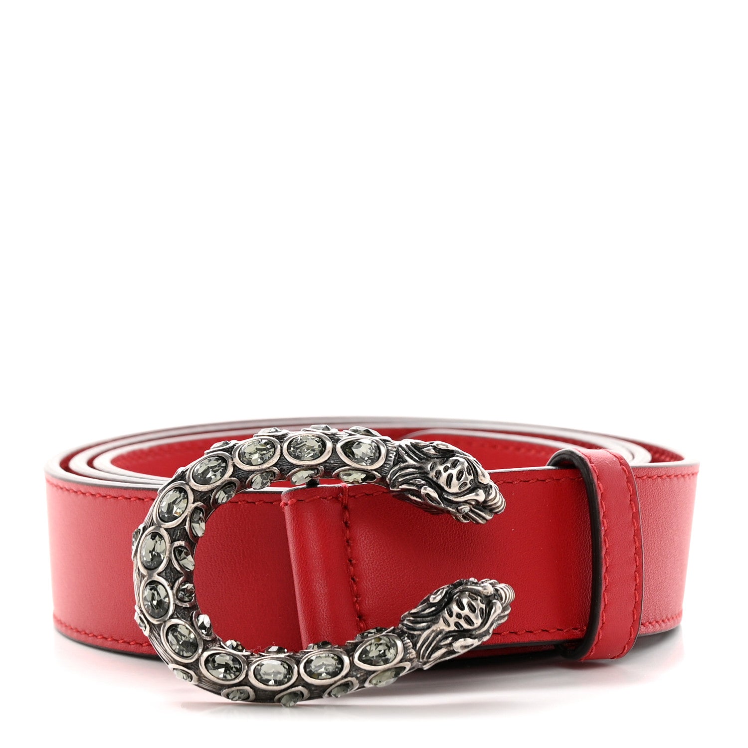 Gucci Moon Calfskin Crystal Dionysus 30mm Belt 100 40 Red 1 of 10
