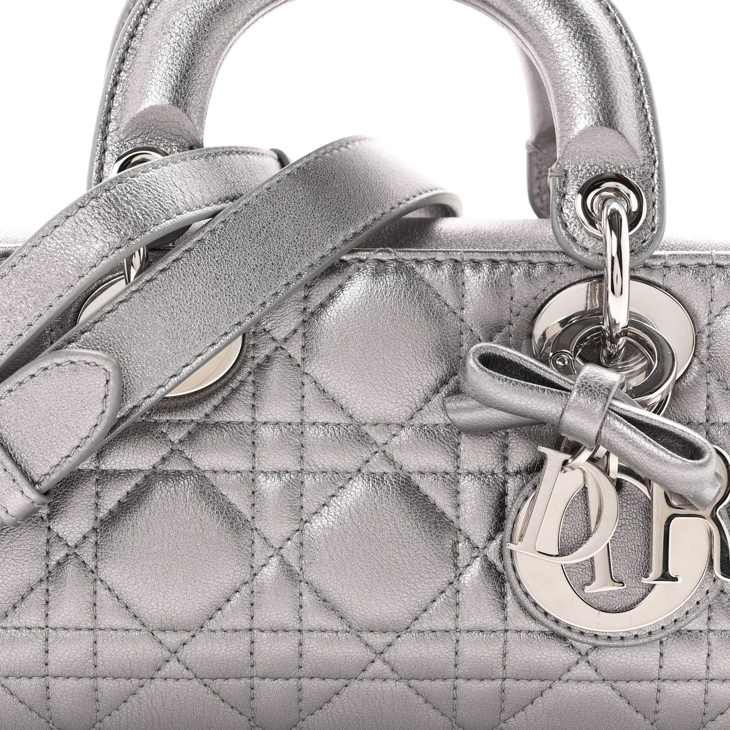Metallic Lambskin Cannage Small Lady D-Joy