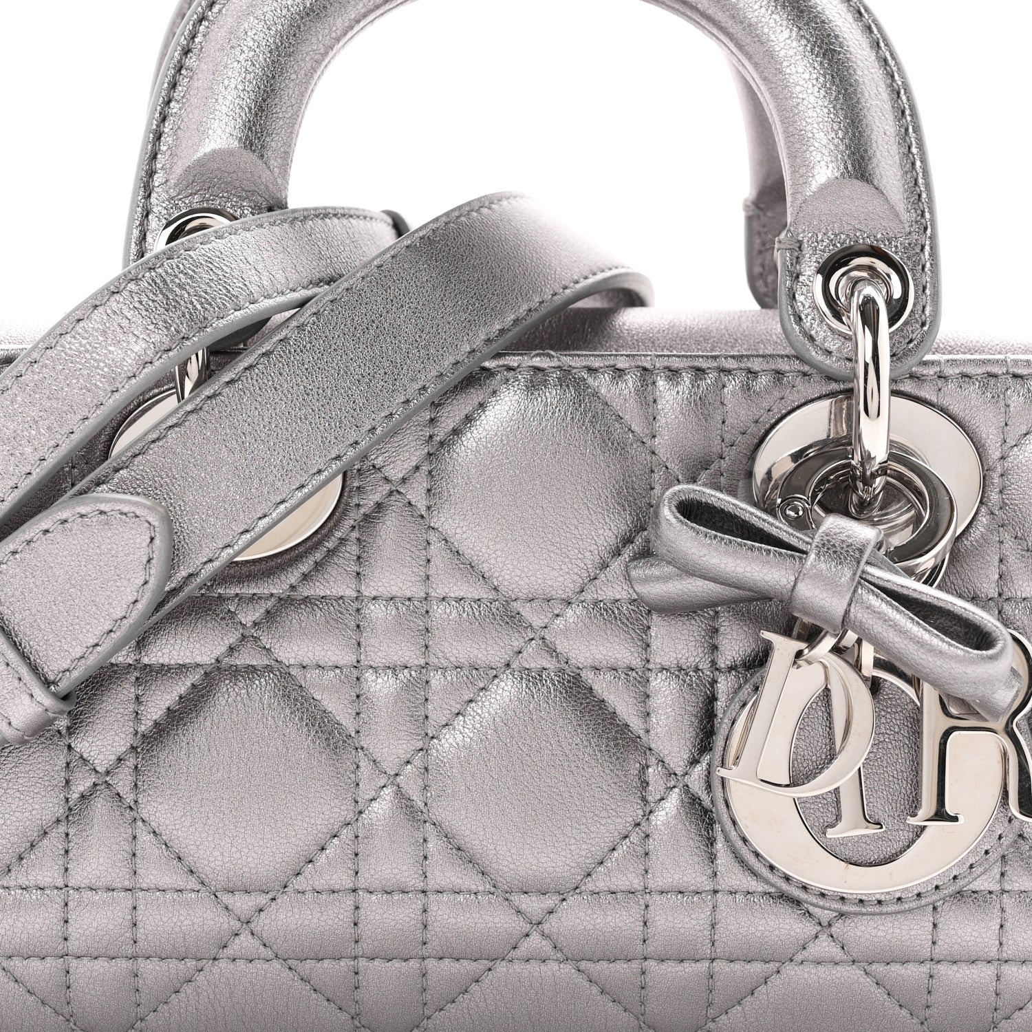 Christian Dior Metallic Lambskin Cannage Small Lady D-Joy 8 of 10
