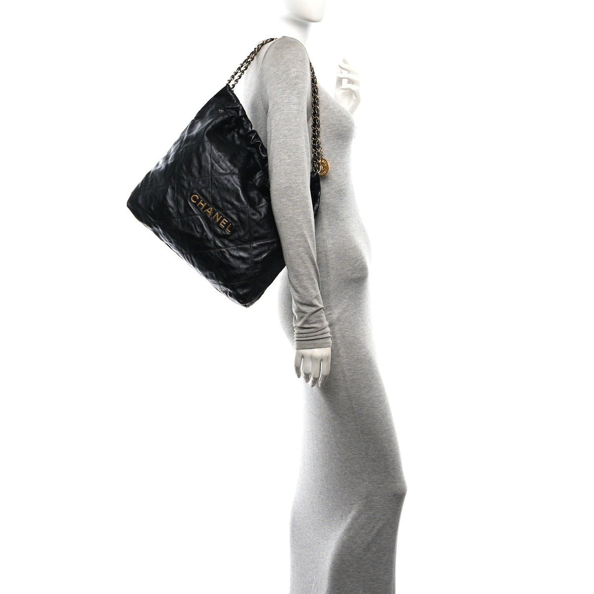 Chanel Shiny Calfskin Quilted Chanel 22 Black 2 of 10