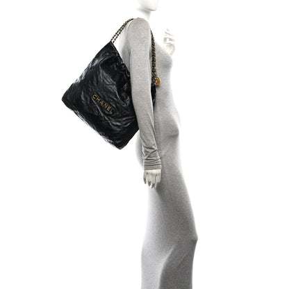 Chanel Shiny Calfskin Quilted Chanel 22 Black 2 of 10