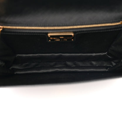 Salvatore Ferragamo Printed Calfskin Vara Bow Chain Flap Crossbody Black 5 of 9