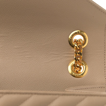 Saint Laurent Grain De Poudre Matelasse Chevron Large Monogram Satchel Dark Beige 12 of 12