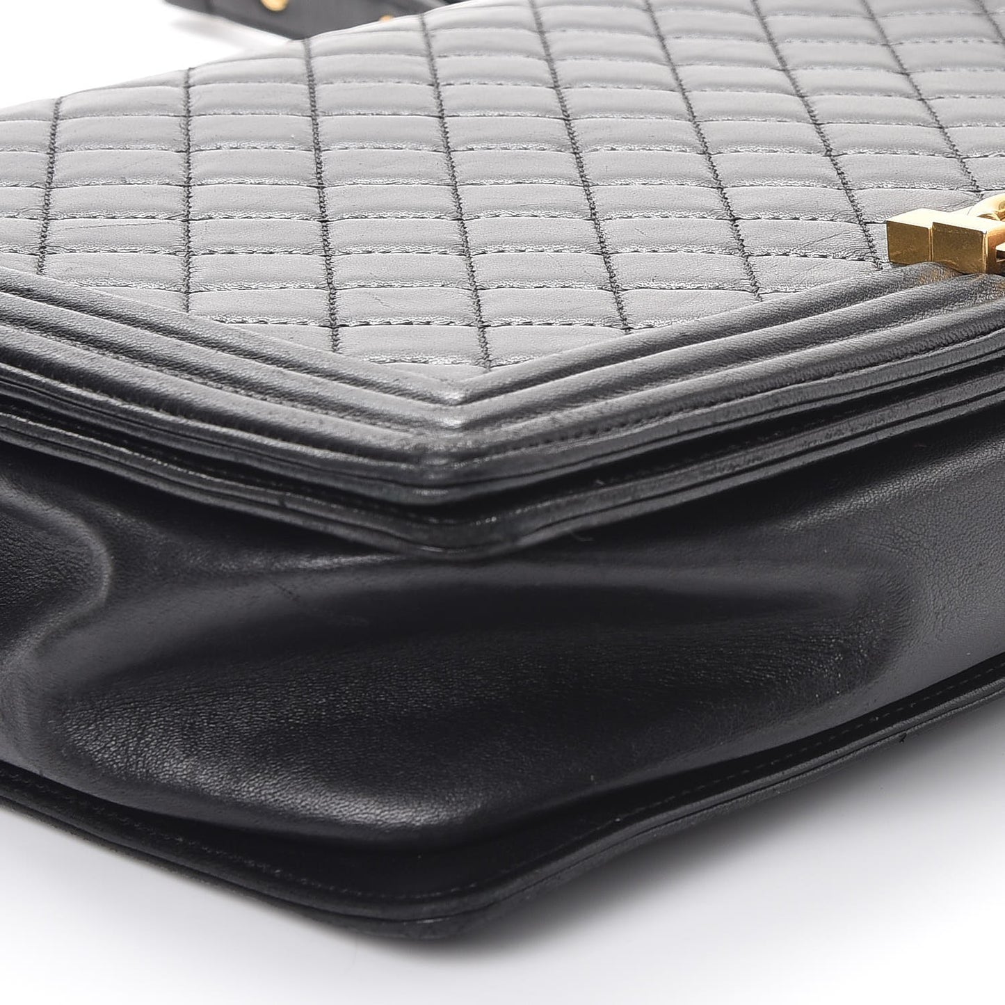 Lambskin Quilted Large Boy Flap Black