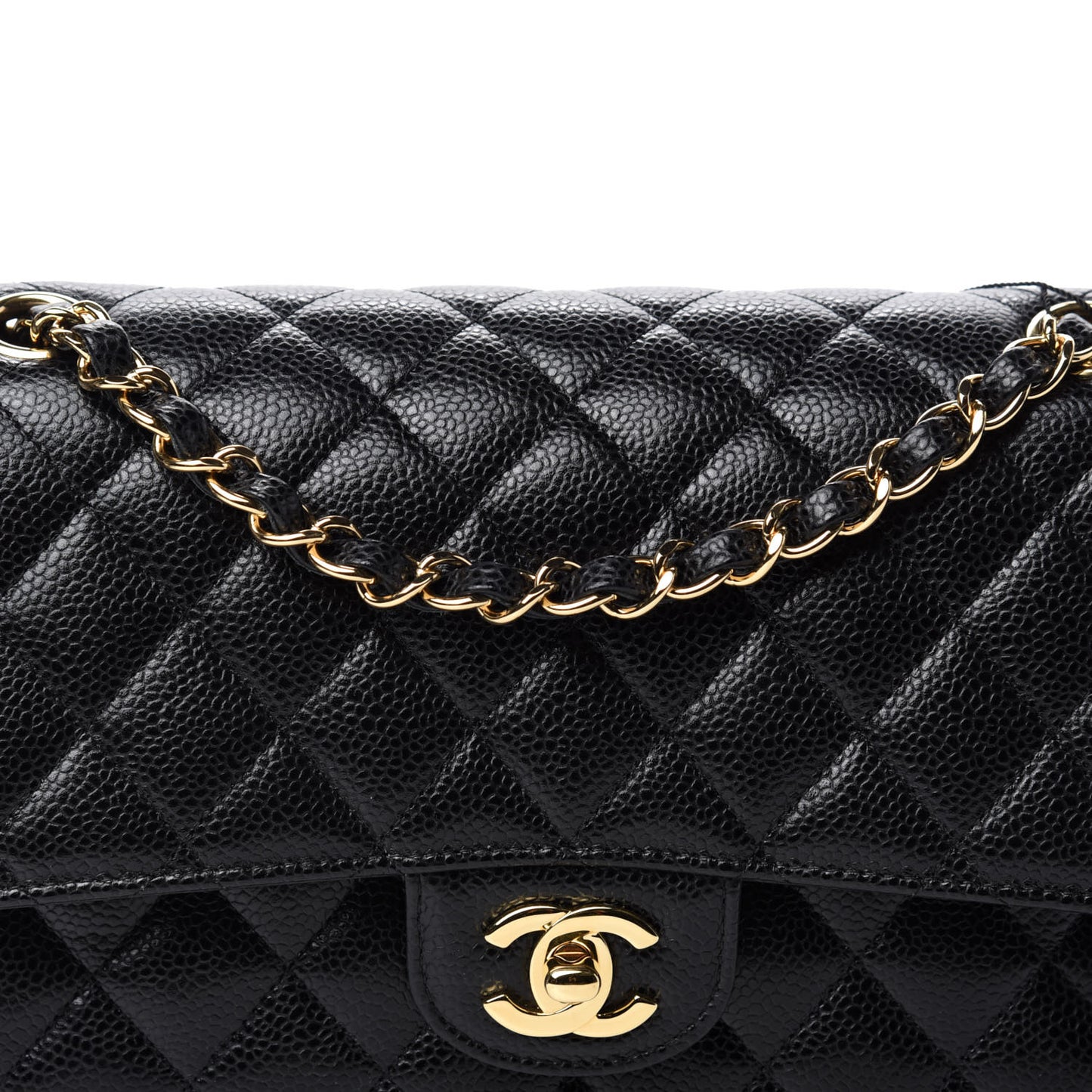 Caviar Quilted Medium Double Flap Black