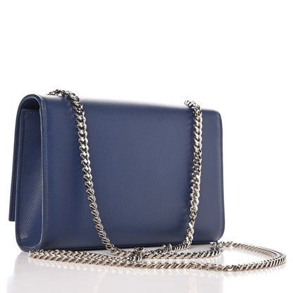 Saint Laurent Grain De Poudre Small Classic Monogram Kate Satchel Denim 3 of 7