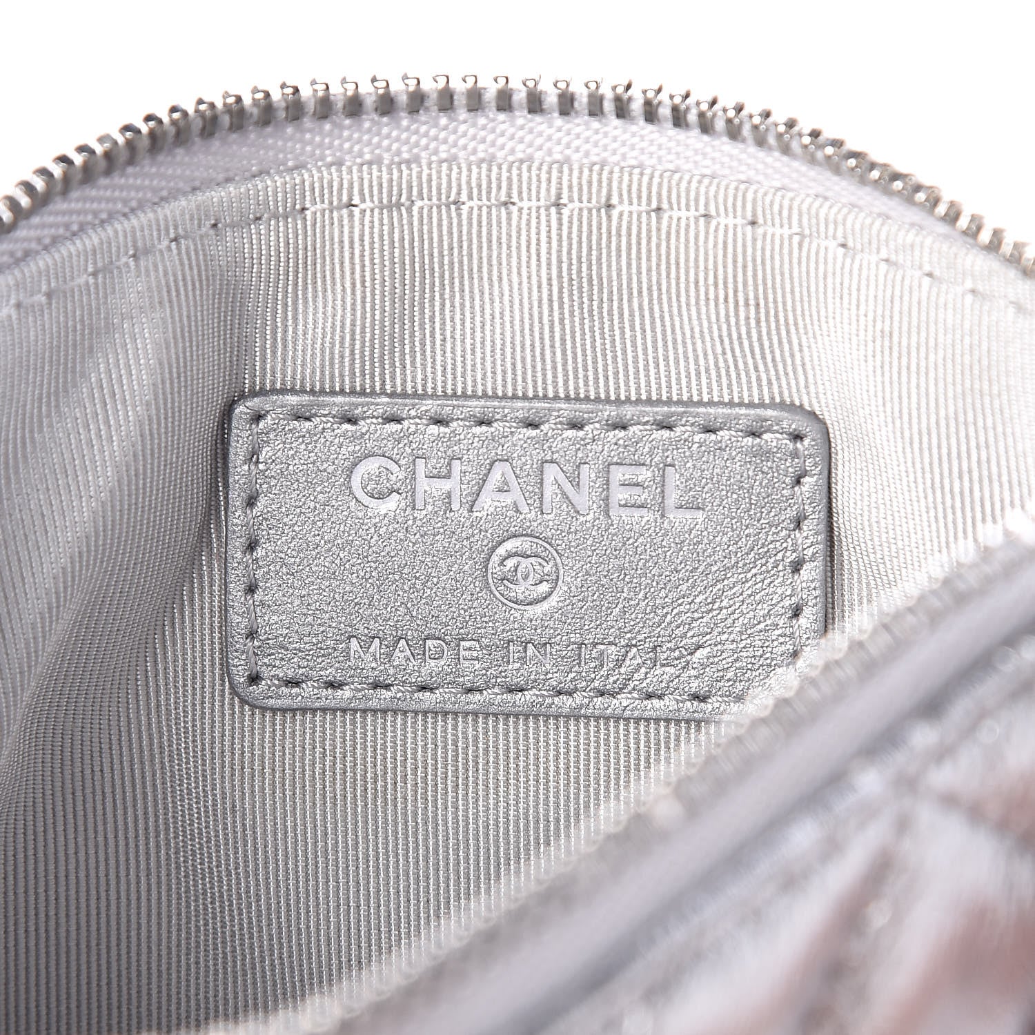 Chanel Metallic Calfskin Quilted Small Cosmo Cosmetic Case Silver 6 of 10