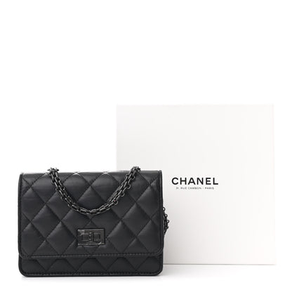 Chanel Aged Calfskin Quilted Mini Reissue Wallet On Chain WOC So Black 14 of 14