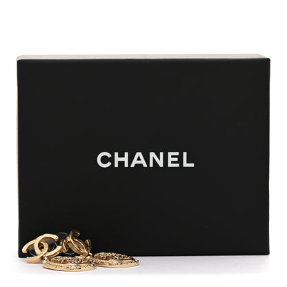 Chanel Crystal CC Medallion Drop Earrings Gold 5 of 5