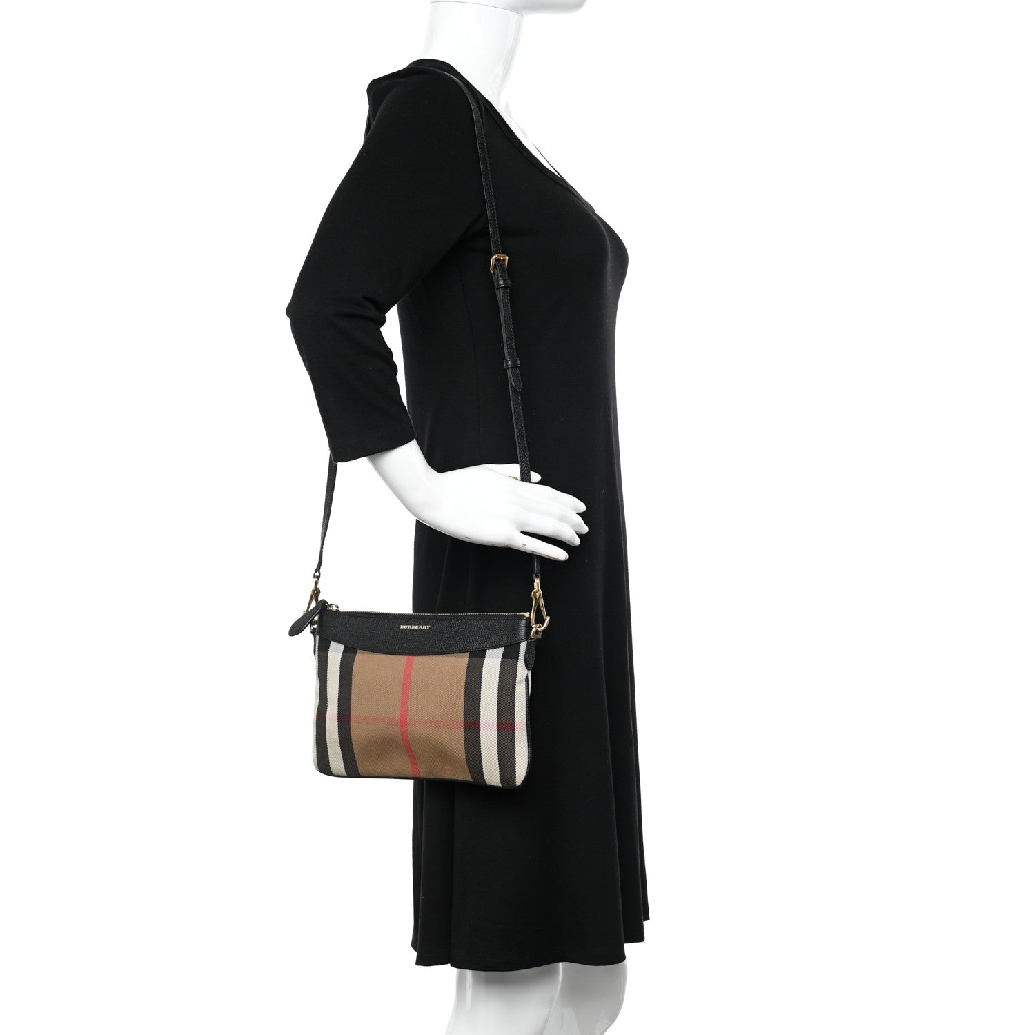 Burberry House Check Derby Peyton Crossbody Clutch Bag Black 2 of 13
