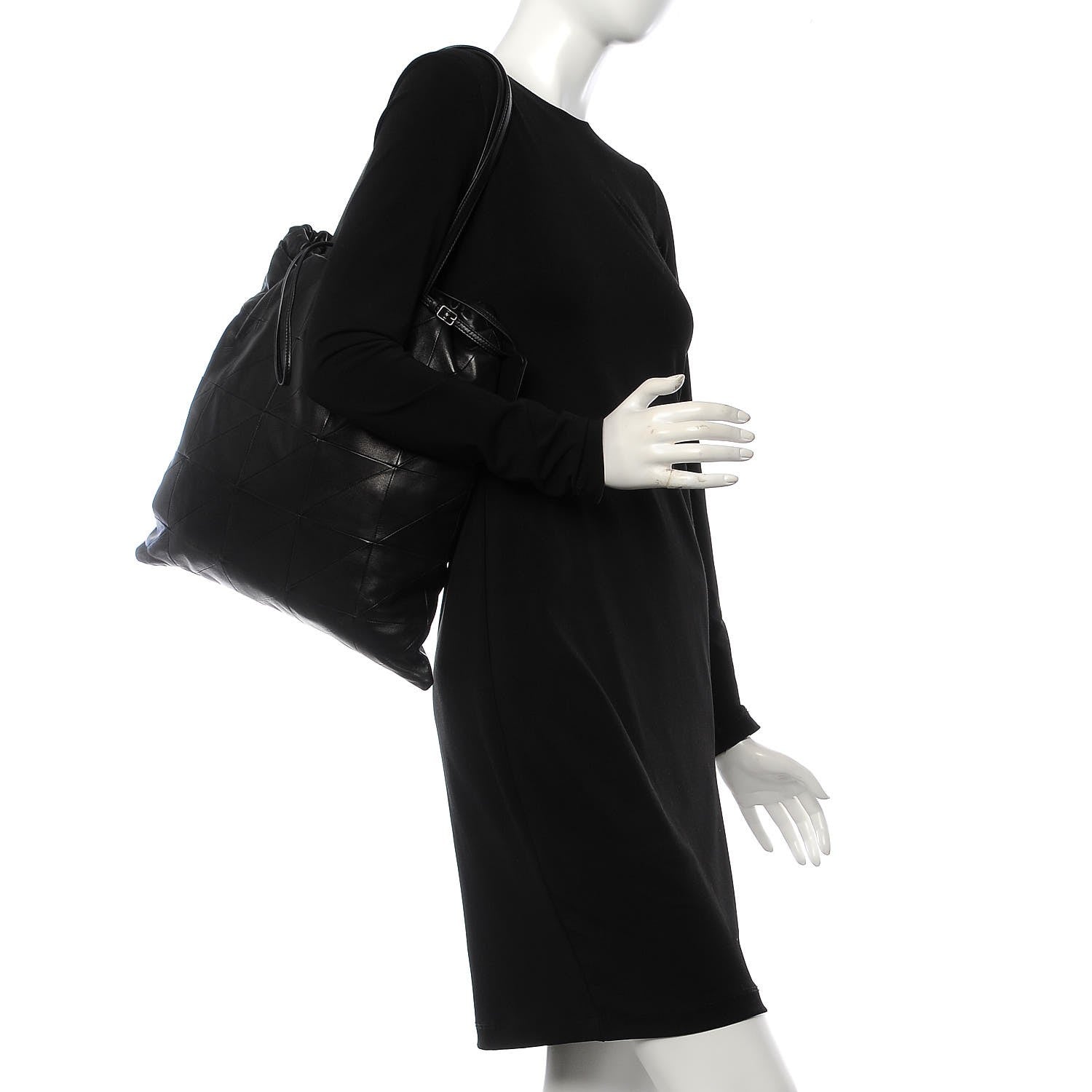 Saint Laurent Lambskin Patchwork Jamie Drawstring Bag Black 2 of 7