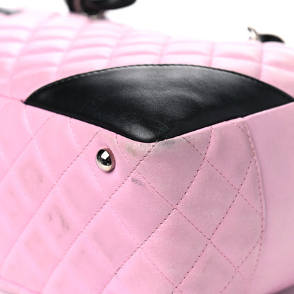 Chanel Calfskin Quilted Large Cambon Bowler Pink Black 7 of 17